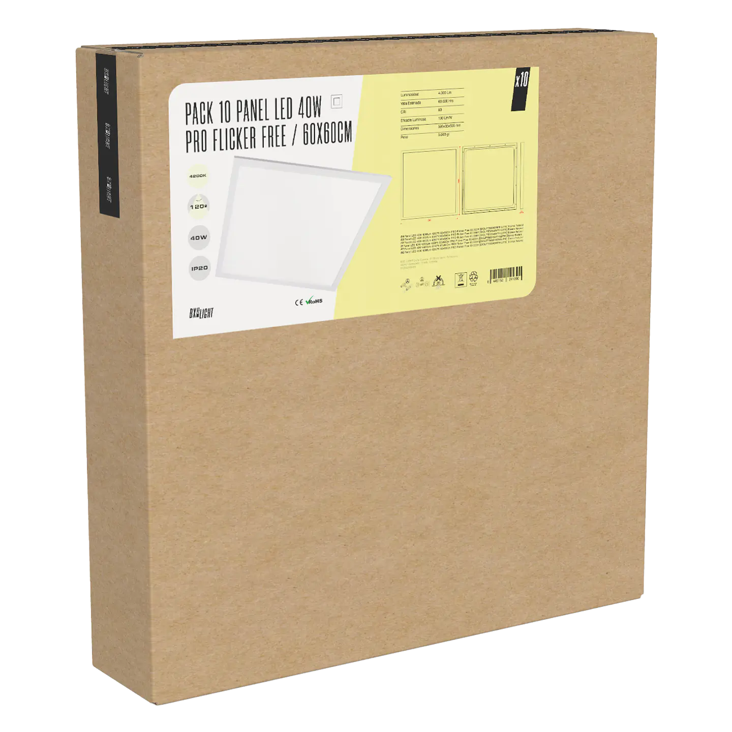 Pack 10 Panel LED 40W 4000Lm  4200ÂºK 60x60Cm PRO Flicker Free 60.000H  [BX3LPT59540WPHILIPW] 4