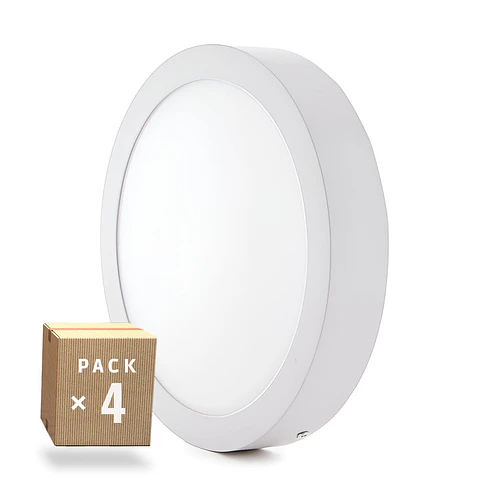 Pacote de 4 luzes de teto LED 20W 2000Lm 4200ºK Superficie 40.000H [HO-2029P4-W]