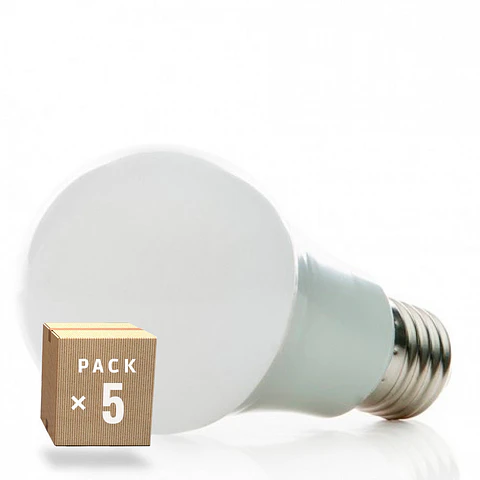 Pacote de 5 Lampadas LED E27 7W 630Lm 4200ºK 40.000H [HO-ED-B3-E27-7W-W-PK5-AP]