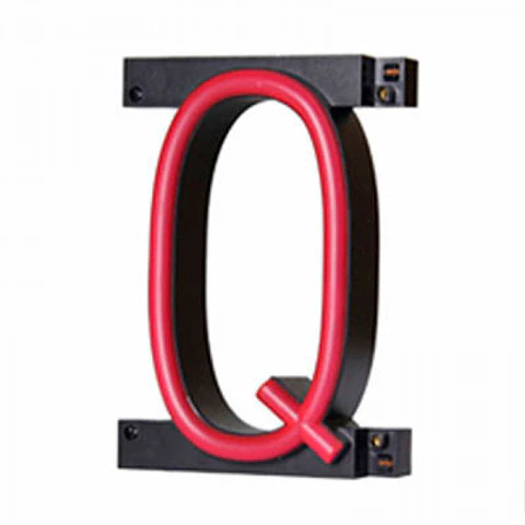 Letra LED Neon Q Largura 100Mm Alto 161Mm Fundo 38Mm