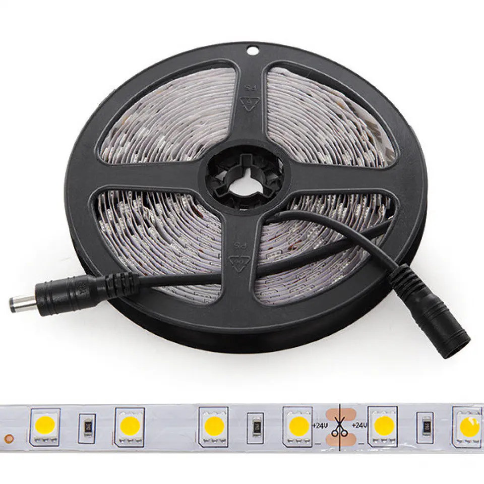 Faixa de 300 LEDs 60W 6580Lm CRI85 2700ÂºK SMD5050 24VDC IP20 x5M 40.000H [CA-5050-60-24-WW]-Branco Quente 2