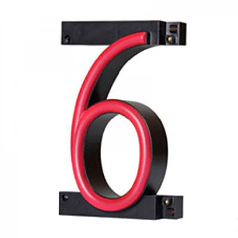 NÃºmero LED Neon 6 Largura 90Mm Alto 161Mm Fundo 38Mm