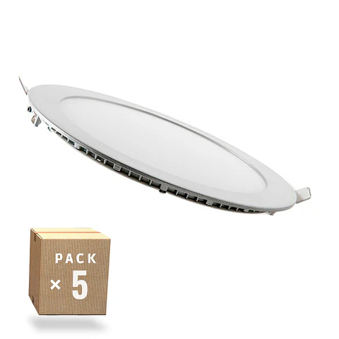 Pacote de 5 Paineis LED 20W 2000Lm 4200ºK Circular 40.000H [PE-1011P5-W]