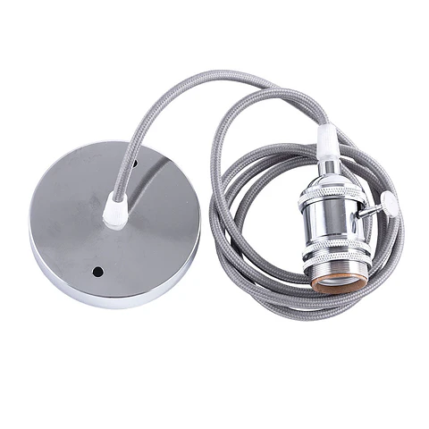 Pendel E27 Cabo 1000 X 0,75Mm Tecido- Roseta - Interruptor - 2 argolas [SC-MPL004]