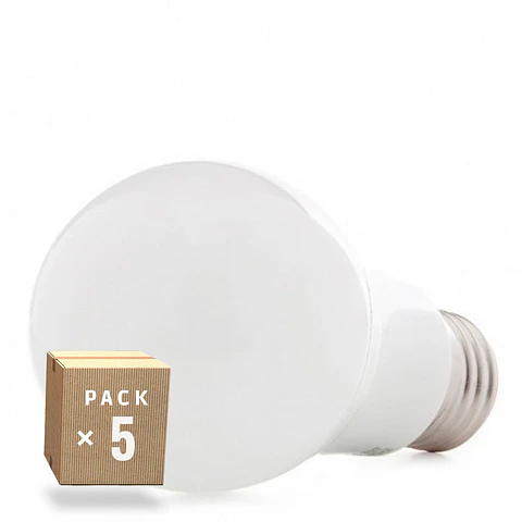 Pacote de 5 Lampadas LED E27 5W 450Lm 6000ºK 40.000H [HO-ED-B3-E27-5W-CW-PK5-AP]