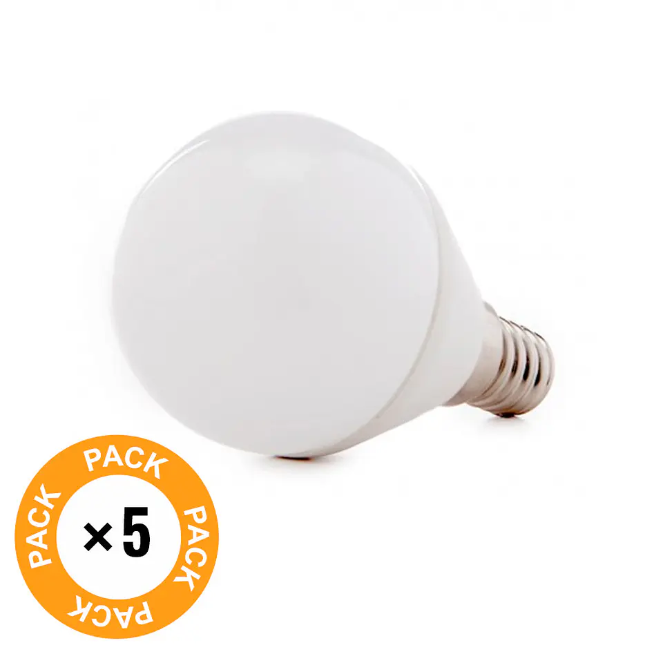 Pack 5 LÃ¢mpadas LED E14 7W 500Lm 2700ÂºK 40.000H [HO-C37-E14-7W-RC-WW-PK5-AP] 2