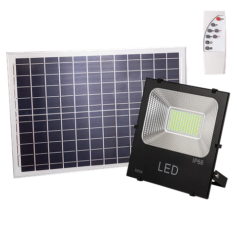 Holofote LED 100W 10.000Lm 6000ºK Sensor Solar 100W + Painel de Controle Remoto 6V/25W 40.000H [PL-626005-CW]