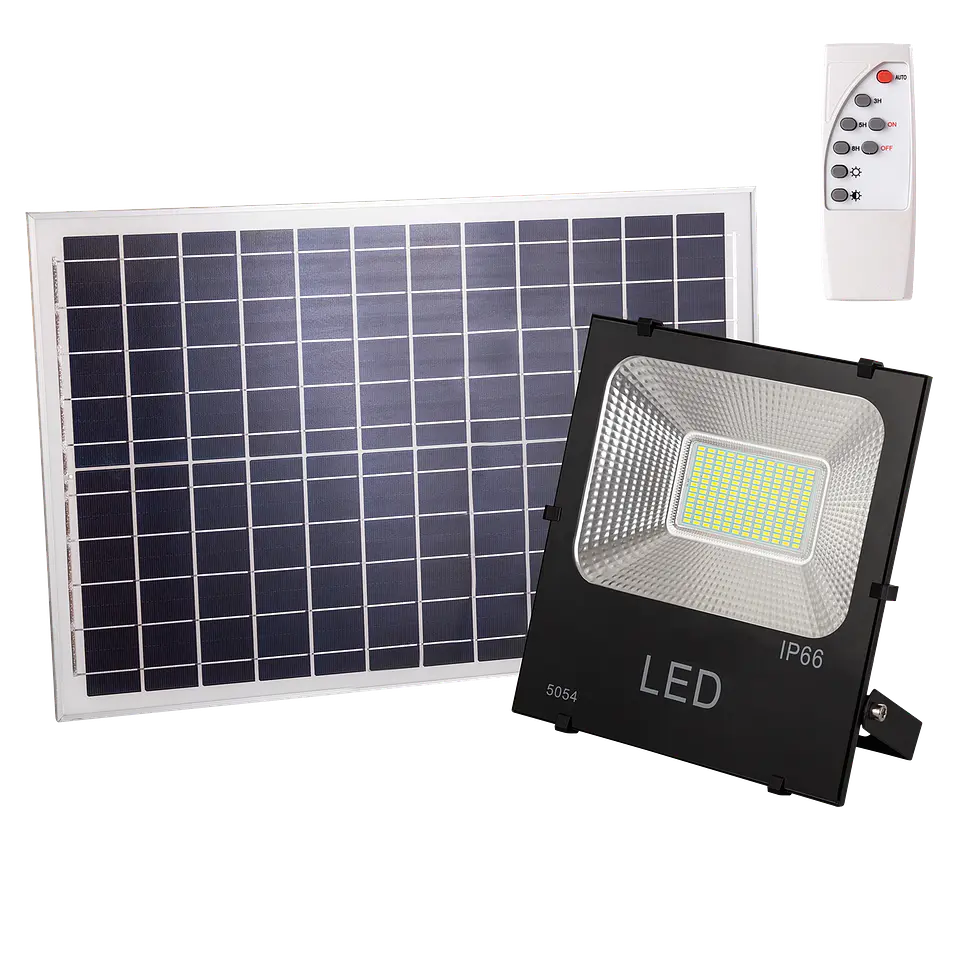 Holofote LED 100W 10.000Lm 6000ÂºK Sensor Solar 100W + Painel de Controle Remoto 6V/25W 40.000H [PL-626005-CW] 1