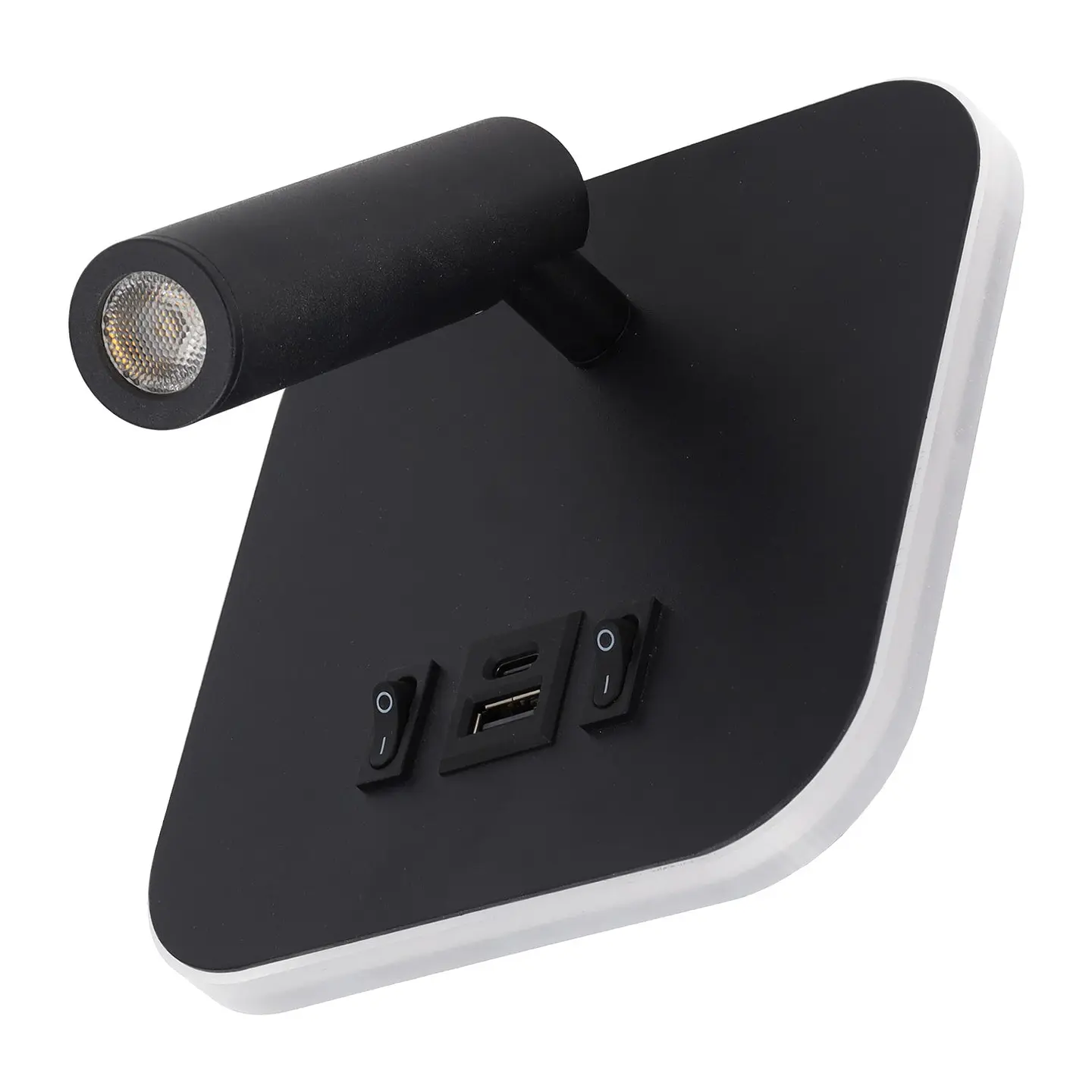 Foco LED quadrado de 9 W com saÃ­da USB-C, 630 lm, 3000 K, preto 2
