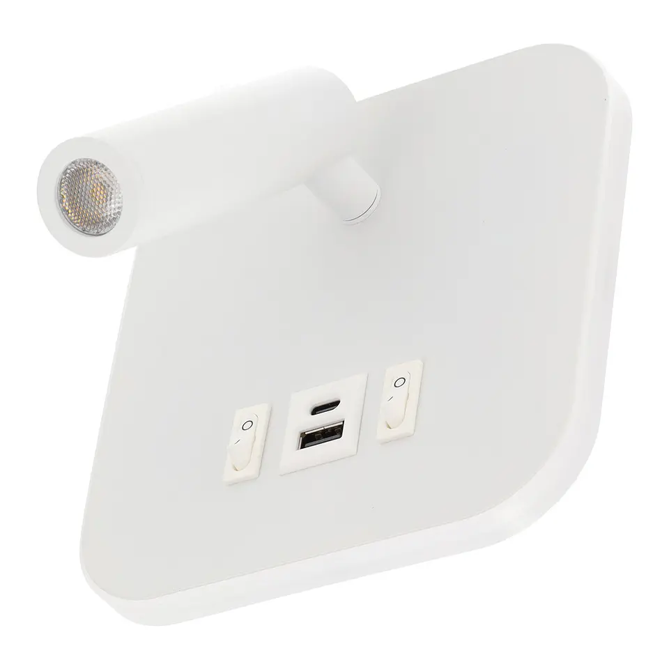 Foco LED quadrado de 9 W com saÃ­da USB-C, 630 lm, 3000 K, branco 2