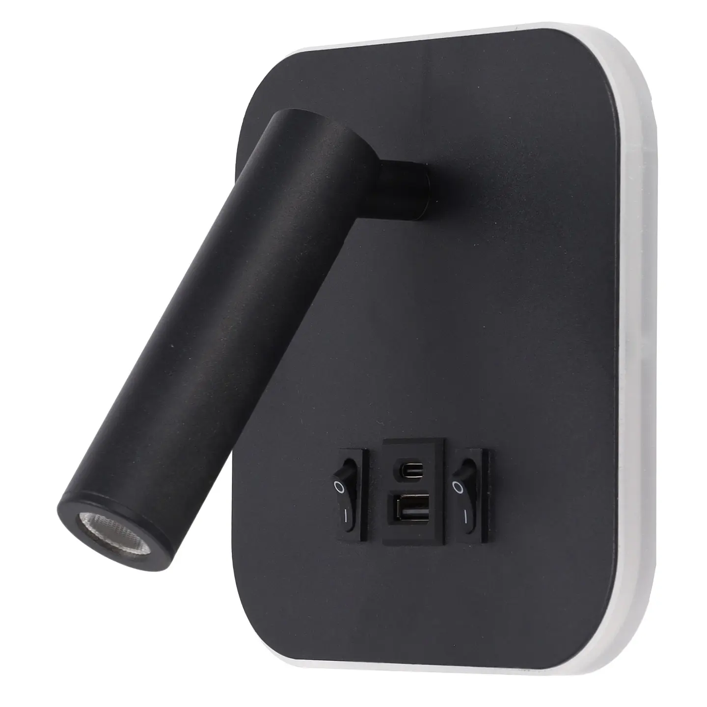 Foco LED quadrado de 9 W com saÃ­da USB-C, 630 lm, 3000 K, preto 3