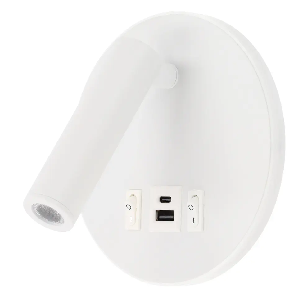 Foco LED redondo de 9 W com saÃ­da USB-C, 630 lm, 3000 K, branco 3