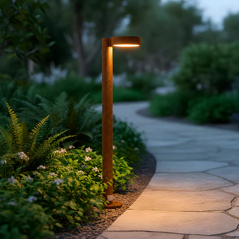 Farol LED externo "Fenglu" 60cm 10W 220VAC 3000ºK Marrom Ã“xido