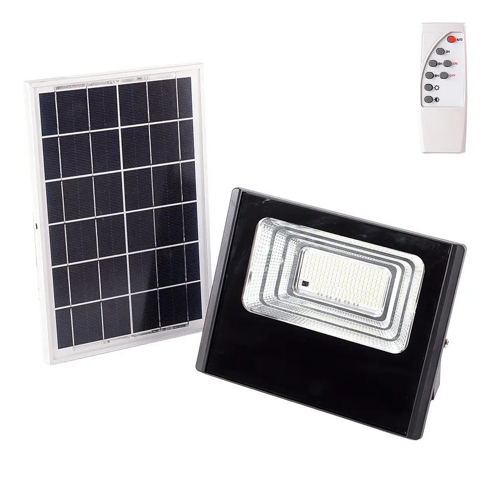 Holofote LED solar 45W 4000K Painel: 6V/6W Bateria: 3,2V/3000MaH Controle remoto [HO-SOLARFL-45W-01-W] 1