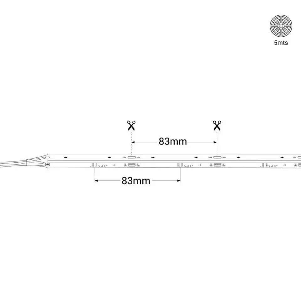 Fita de LED Digital COB IC 2811 12W/M 24VDC IP20 6.000ÂºK Rolo 5M 6