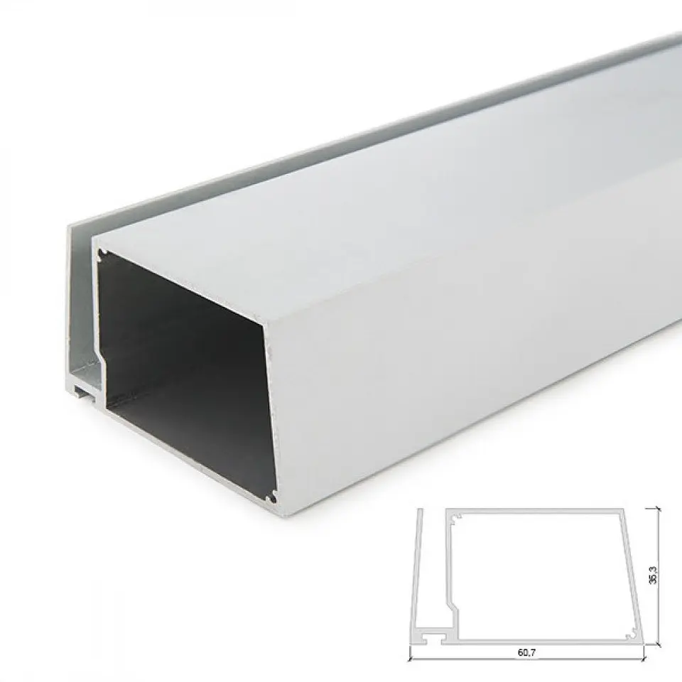 Perfil AlumÃ­nio Para AÂ Tira LED Led Prateleiras Vidro Espessura 8Mm - Alojamento Do Transformador X 2M 1