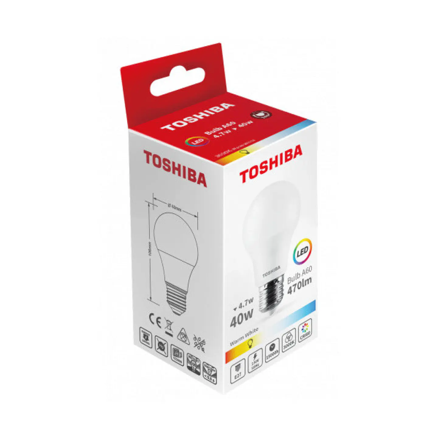 Lampada LED TOSHIBA E27 A60 4,7W 470Lm Branco Natural [TO-DELS-BL444P7B0AE21] 2