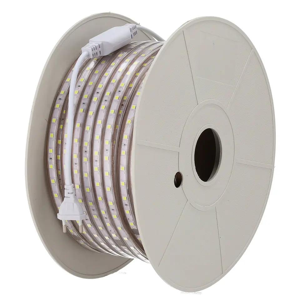 Faixa de 60 LEDs/M 500W 42.000Lm SMD5050 220VAC IP65 x50M 40.000H [HO-220-60-50M-B] 1