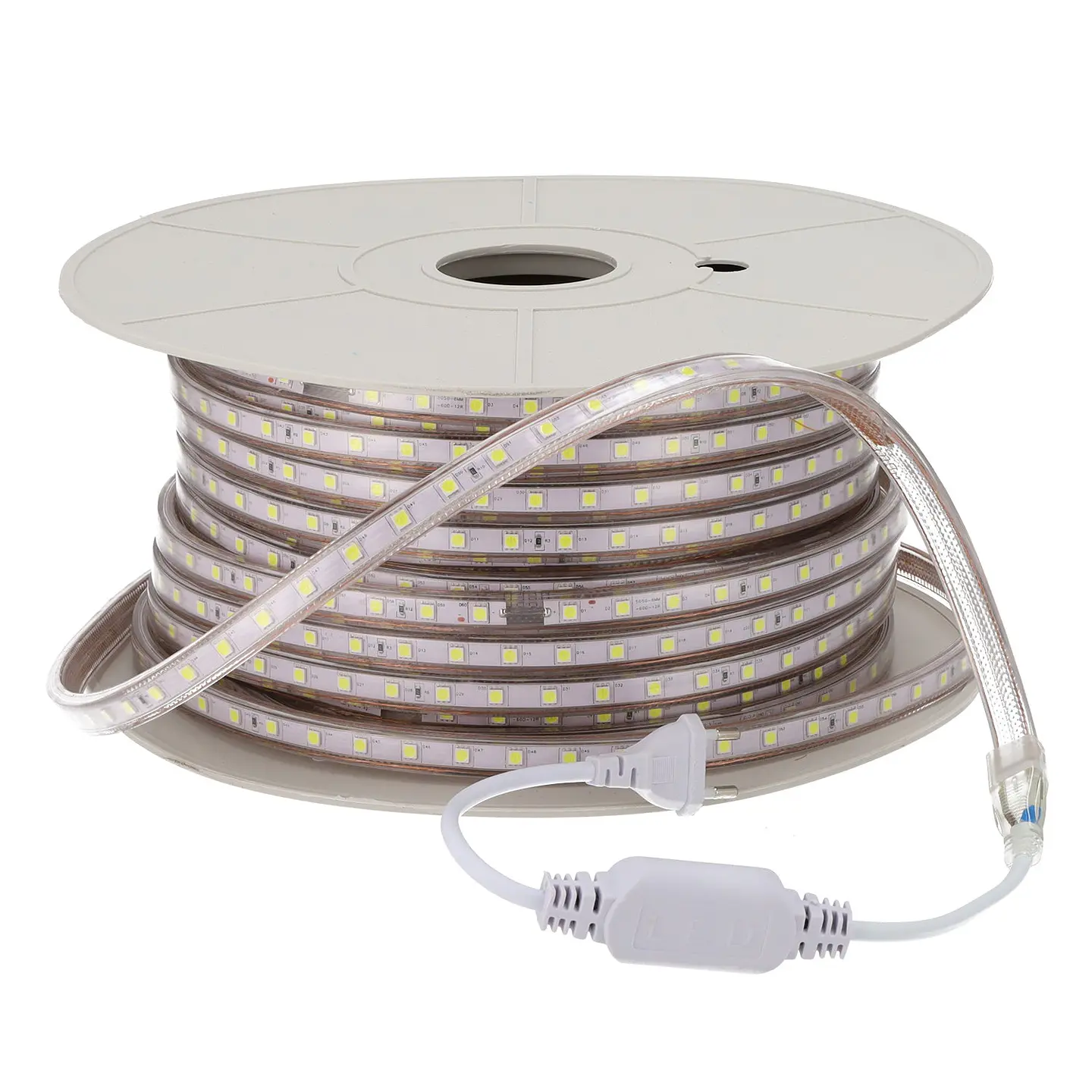 Faixa de 60 LEDs/M 500W 42.000Lm SMD5050 220VAC IP65 x50M 40.000H [HO-220-60-50M-G] 3