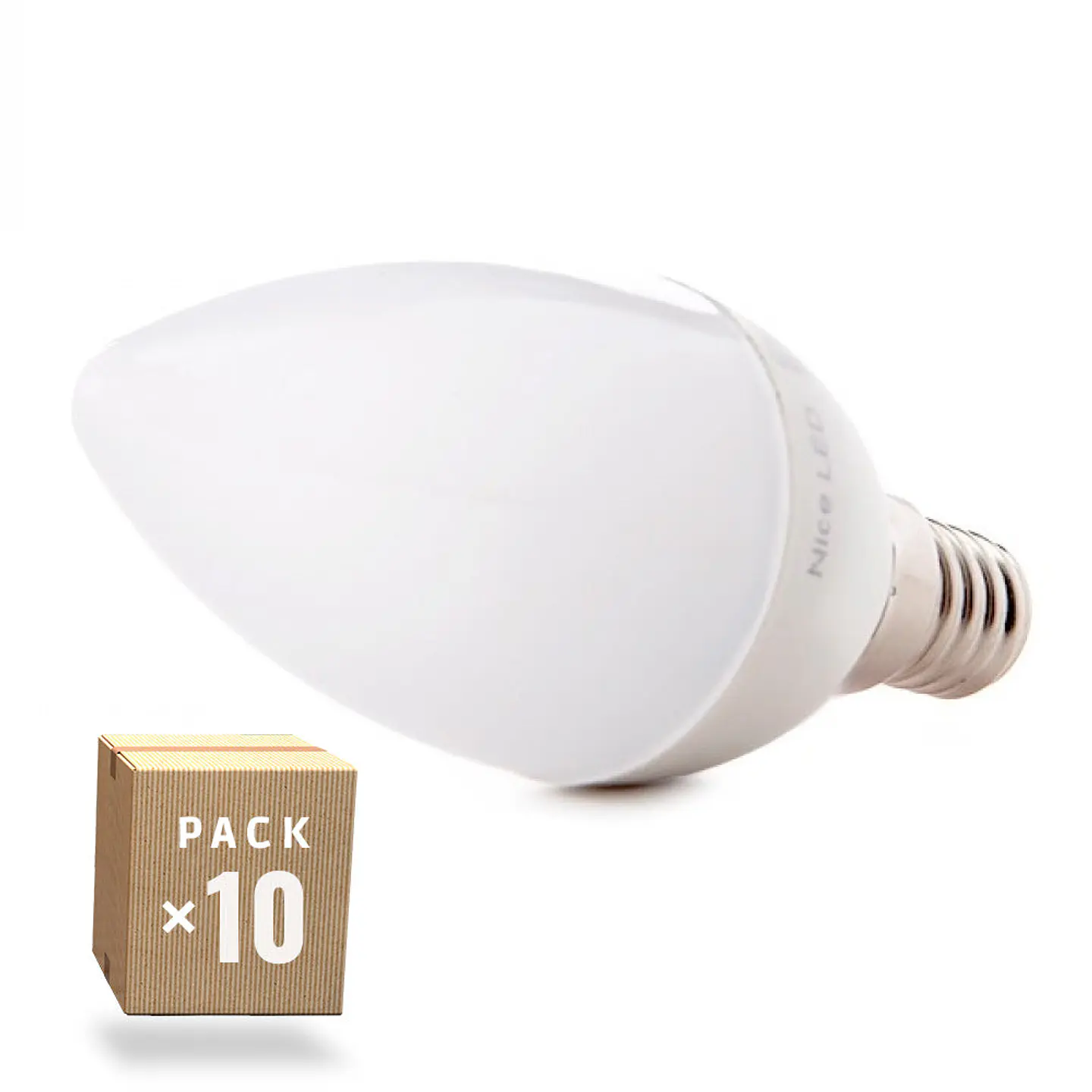 Pacote de 10 Lampadas Vela LED 2835SMD E14 5W 410Lm 40.000H 1