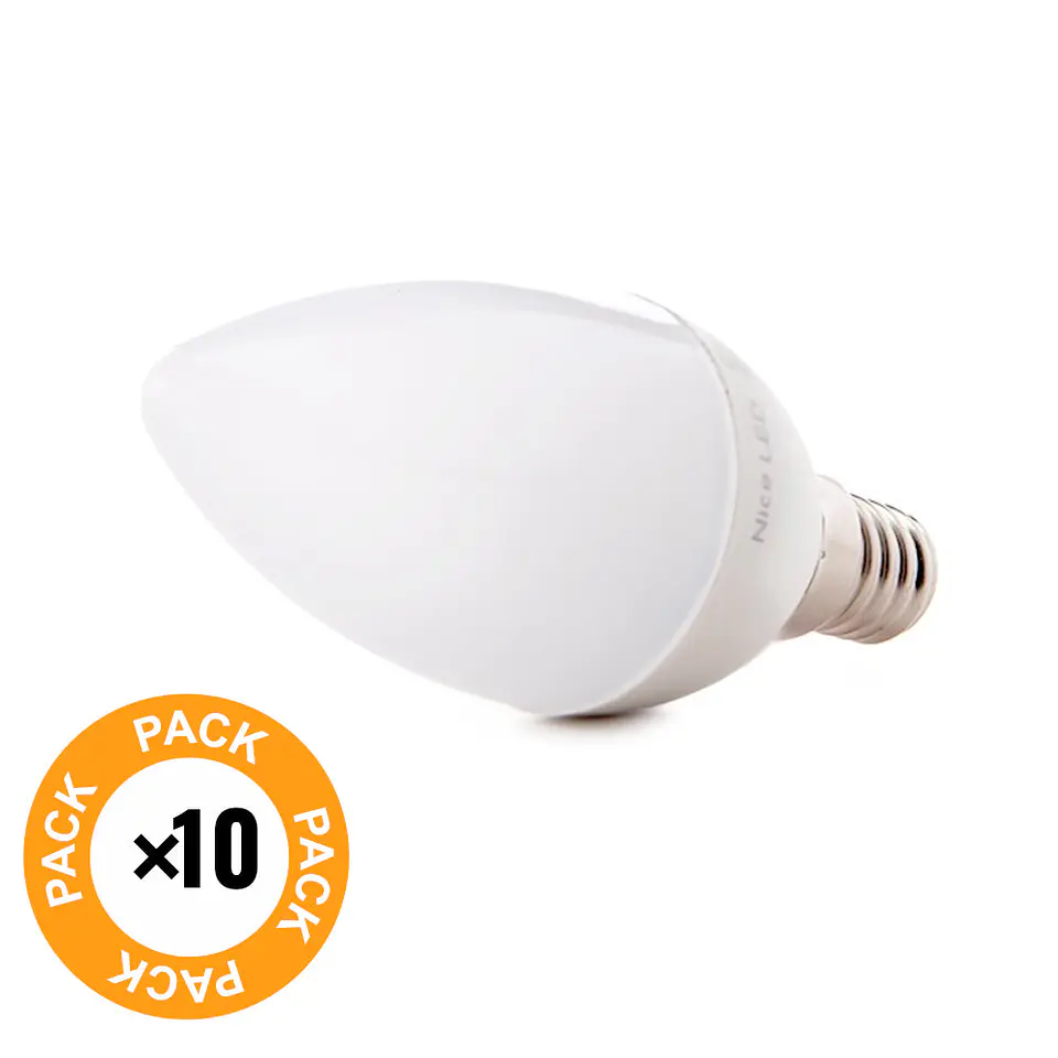 Pacote de 10 Lampadas Vela LED 2835SMD E14 5W 410Lm 40.000H 2