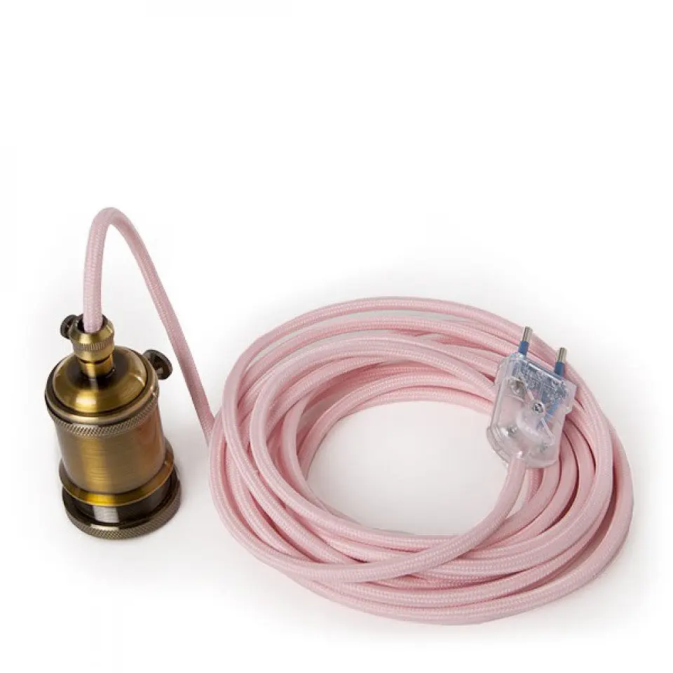 Pendel E27 Cabo 5000Mm Vermelho 3 X 0,75 Suporte De Lampada Interruptor Rotativo LatÃ£o - Plugue [AM-AT530] 1