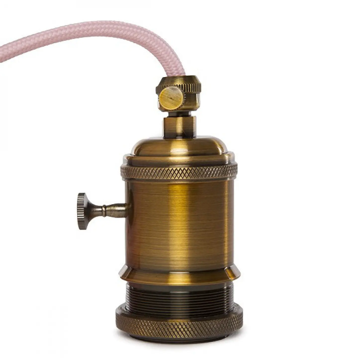 Pendel E27 Cabo 5000Mm Vermelho 3 X 0,75 Suporte De Lampada Interruptor Rotativo LatÃ£o - Plugue [AM-AT530] 2