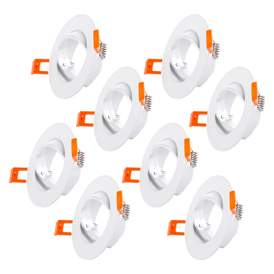 Pacote 8 Anel Downlight InclinÃ¡vel Circular AlumÃ­nio Branco93Mm 3
