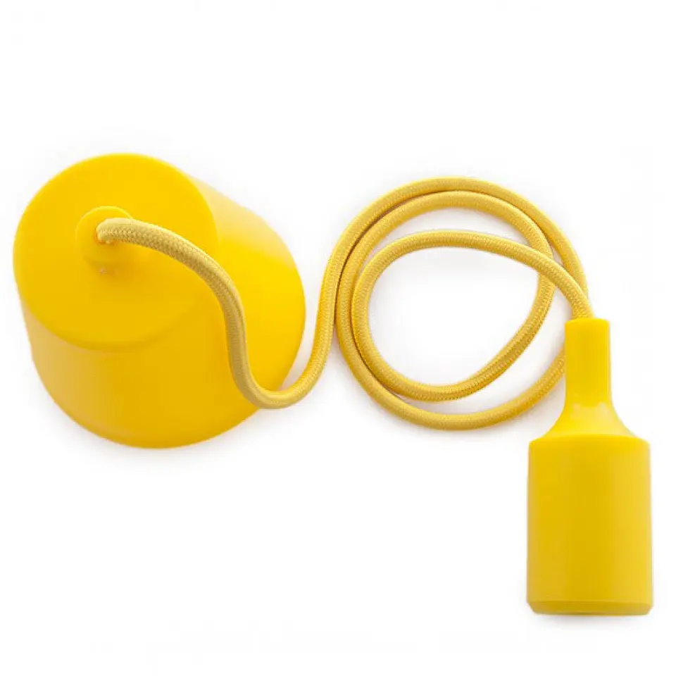 Suporte de Lampada E27 Cabo - Roseta - Cor Amarelo 1