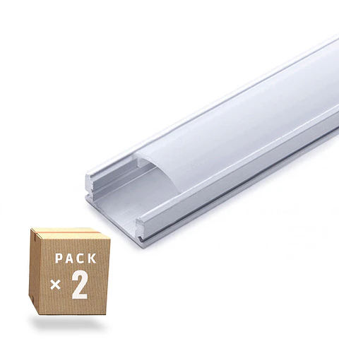 Pacote 2 Perfil de Aluminio Para Leds Difusor Leitoso Tira LED 2M