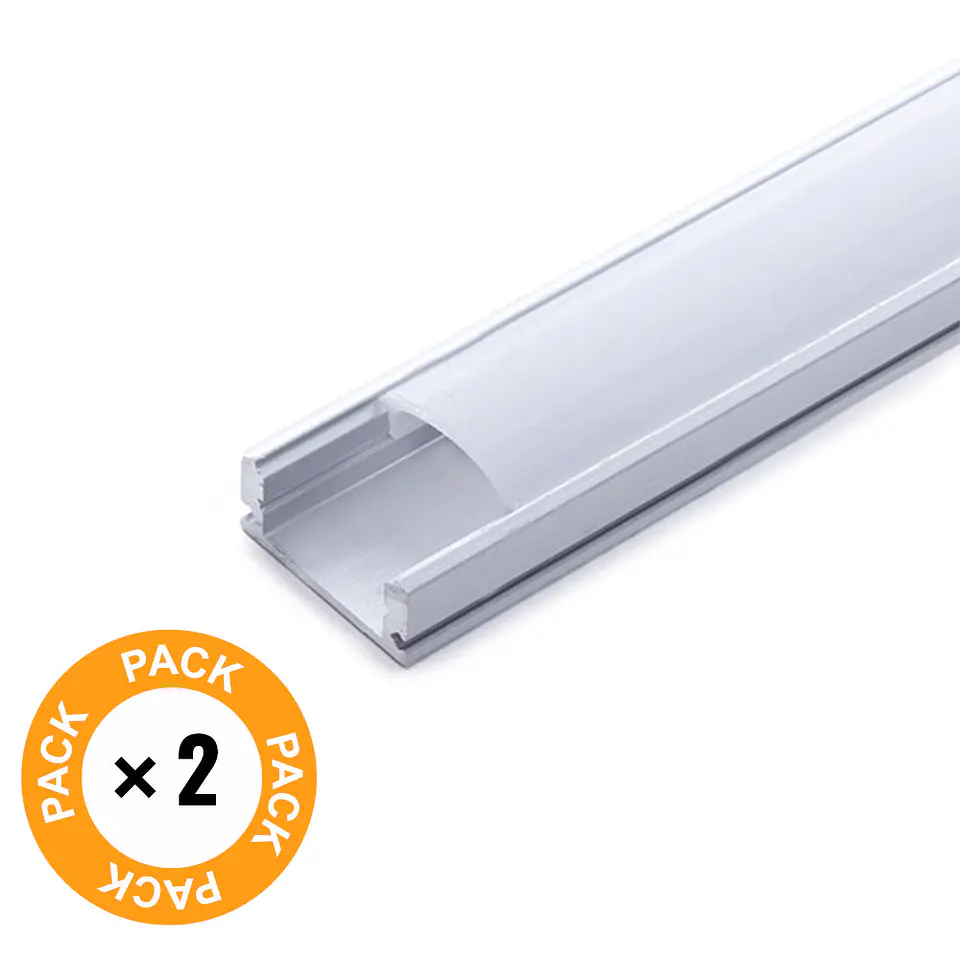 Pacote 2 Perfil de AlumÃ­nio Para Leds DifusorÂ LeitosoÂ Tira LED 2M 2