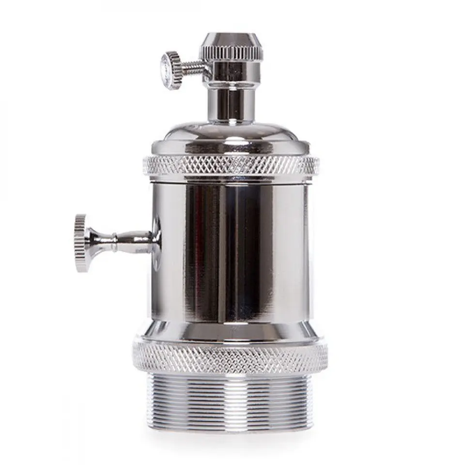 Suporte De Lampada E27 Cobre Baquelite- Interruptor Rotativo, Cor Cromada [AM-AH008] 1