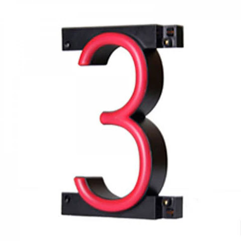 Numero LED Neon 3 Largura 90Mm Alto 161Mm Fundo 38Mm