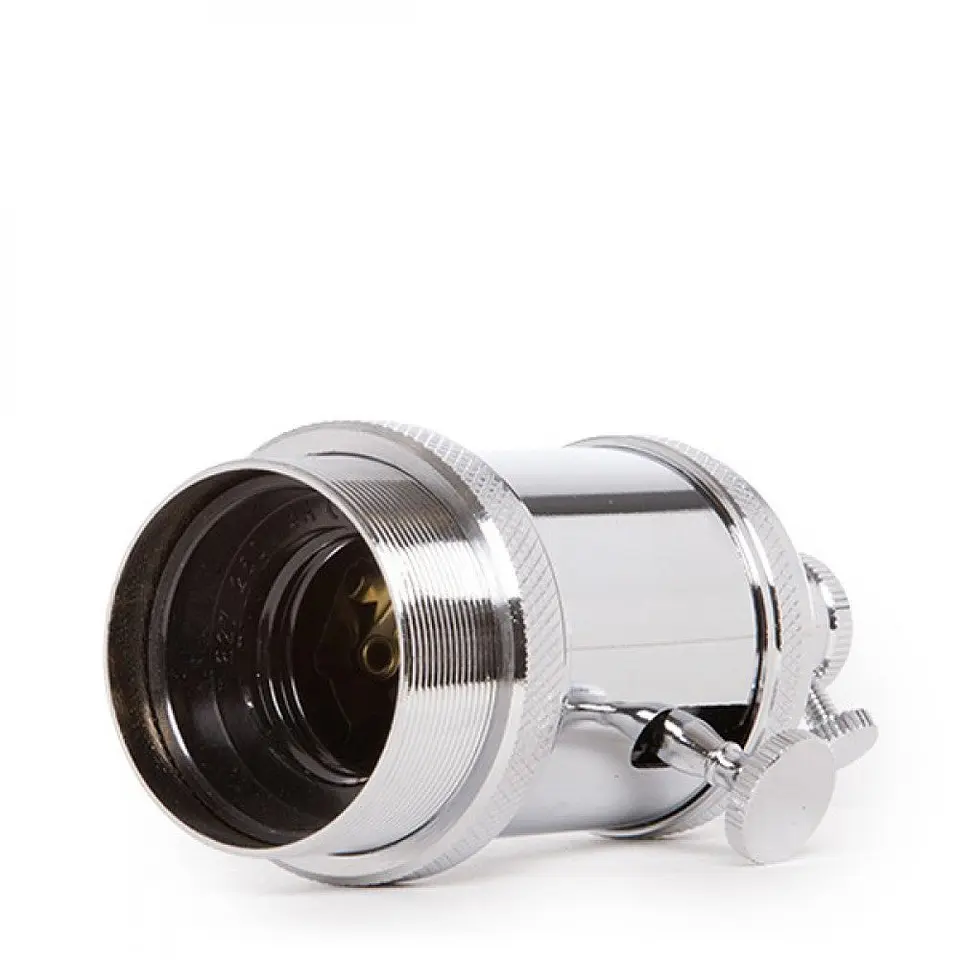 Suporte De Lampada E27 Cobre Baquelite- Interruptor Rotativo, Cor Cromada [AM-AH008] 3