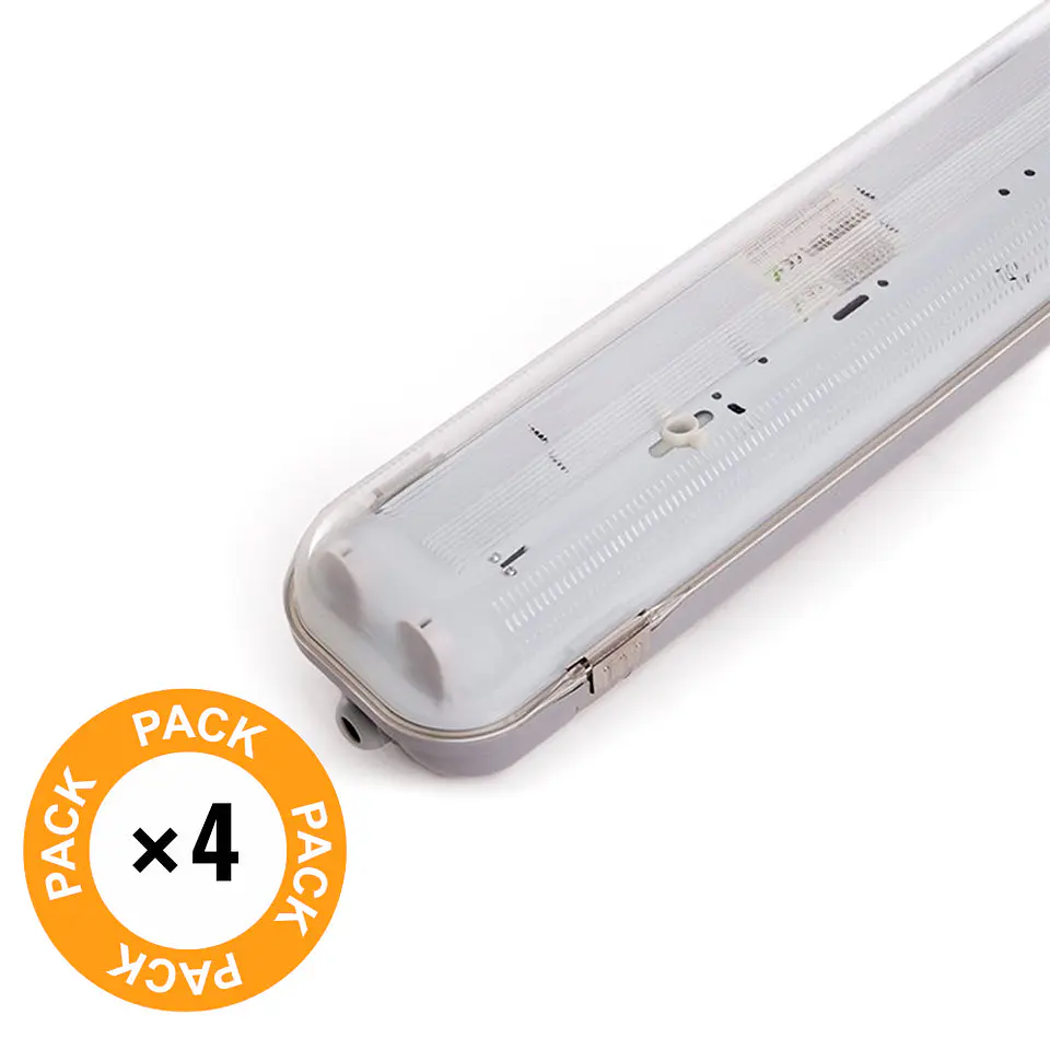 Pack de 4 Kits de Luz LED conectÃ¡veis â€‹â€‹impermeÃ¡veis â€‹â€‹para dois tubos LED ABS/PC de 1200 mm com clipes em aÃ§o inoxidÃ¡vel 2