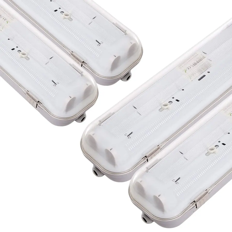 Pack de 4 Kits de Luz LED conectÃ¡veis â€‹â€‹impermeÃ¡veis â€‹â€‹para dois tubos LED ABS/PC de 1200 mm com clipes em aÃ§o inoxidÃ¡vel 3