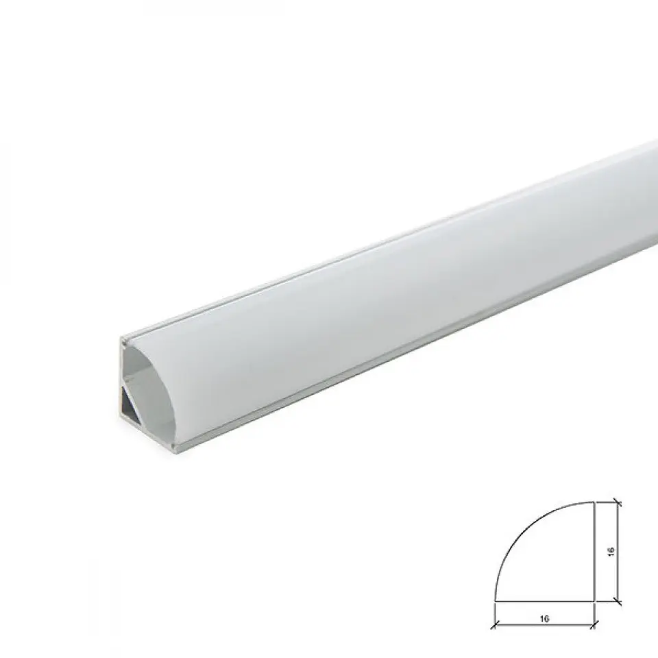 Perfil AlumÃ­nio Para AÂ Tira LED Led InstalaÃ§Ã£o Cantos - DifusorÂ Leitoso X 2M 1