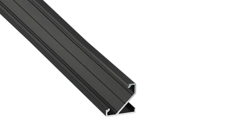 KIMERA-"BARDE" Perfil de Aluminio anodizado preto com difusor opalino, tampas de extremidade e clipes de montagem 2,02 m