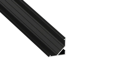 KIMERA-"ARRE" Perfil de Aluminio anodizado preto com difusor opalino, tampas de extremidade e clipes de montagem 2,02 m