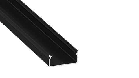 KIMERA-"EGEN" Perfil de Aluminio Anodizado Preto com Difusor Opalino, TampÃµes e Clips de Montagem 2,02M