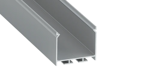 Perfil de Aluminio anodizado prateado KIMERA-"NORS" com difusor opalino, tampas de extremidade e clipes de montagem 2,02 m