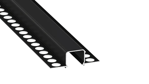 Perfil de Aluminio anodizado preto KIMERA-"MOSSO" com difusor opalino, tampas de extremidade e clipes de montagem 2,02 m