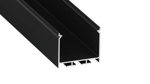 Perfil de Aluminio anodizado preto KIMERA-"NORS" com difusor opalino, tampas de extremidade e clipes de montagem 2,02 m
