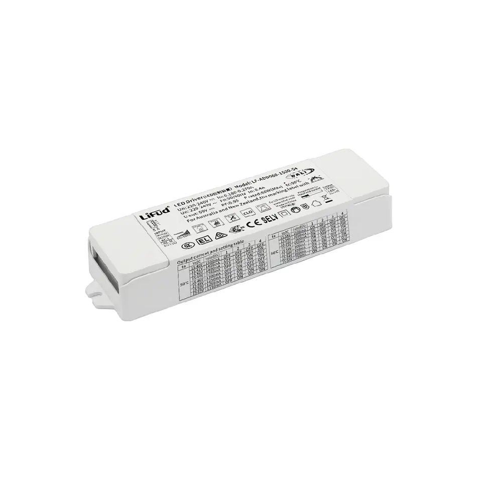 Driver Lifud 60W SaÃ­da: 15-54V 700-1500mA RegulÃ¡vel DALI/PUSH IP20 1