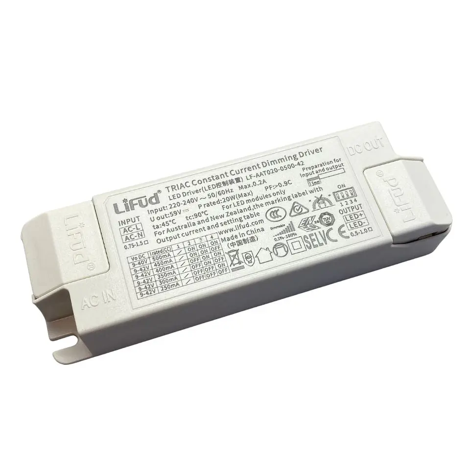 Driver Lifud 30W SaÃ­da: 9-42V 400-750mA RegulÃ¡vel, Borda de subida/descida, IP20 1