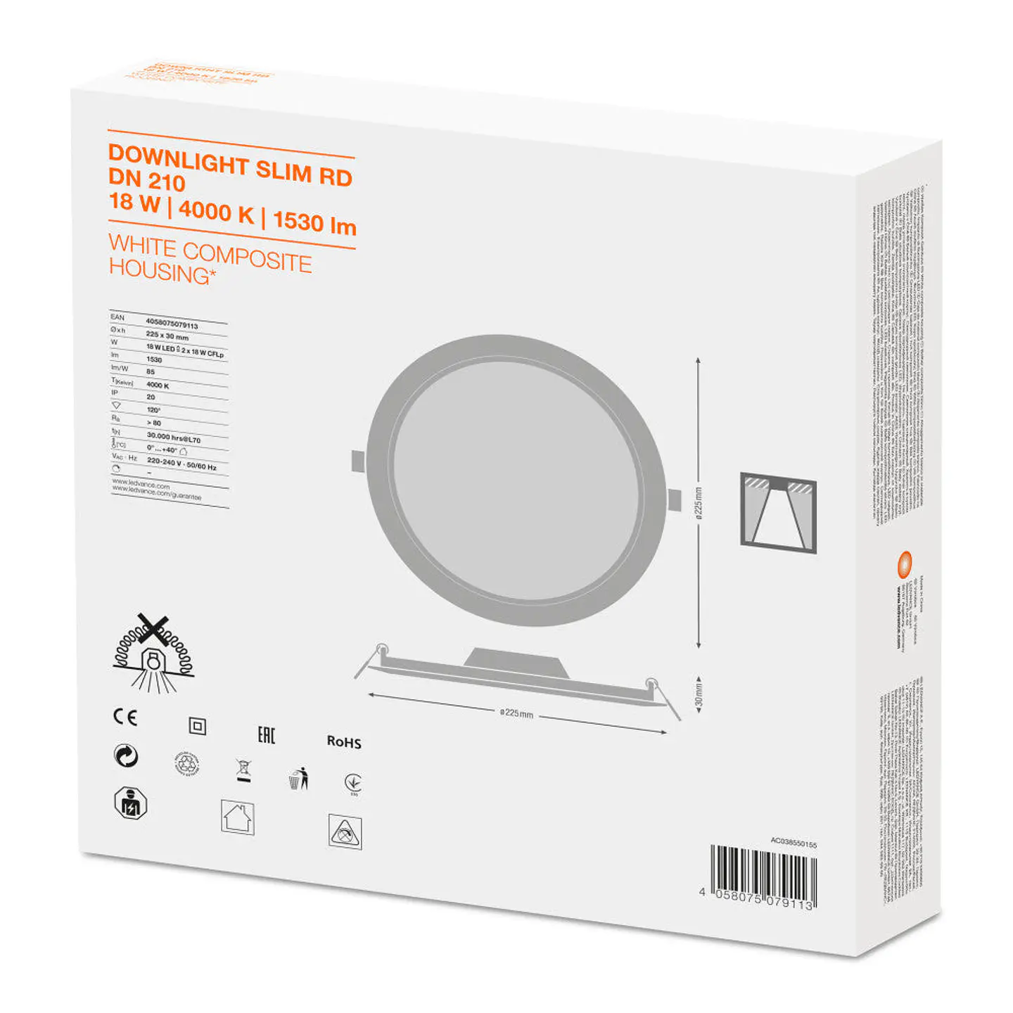 LEDVANCE Downlight LED 18W 1530Lm 4000K 120Âº IP20 2