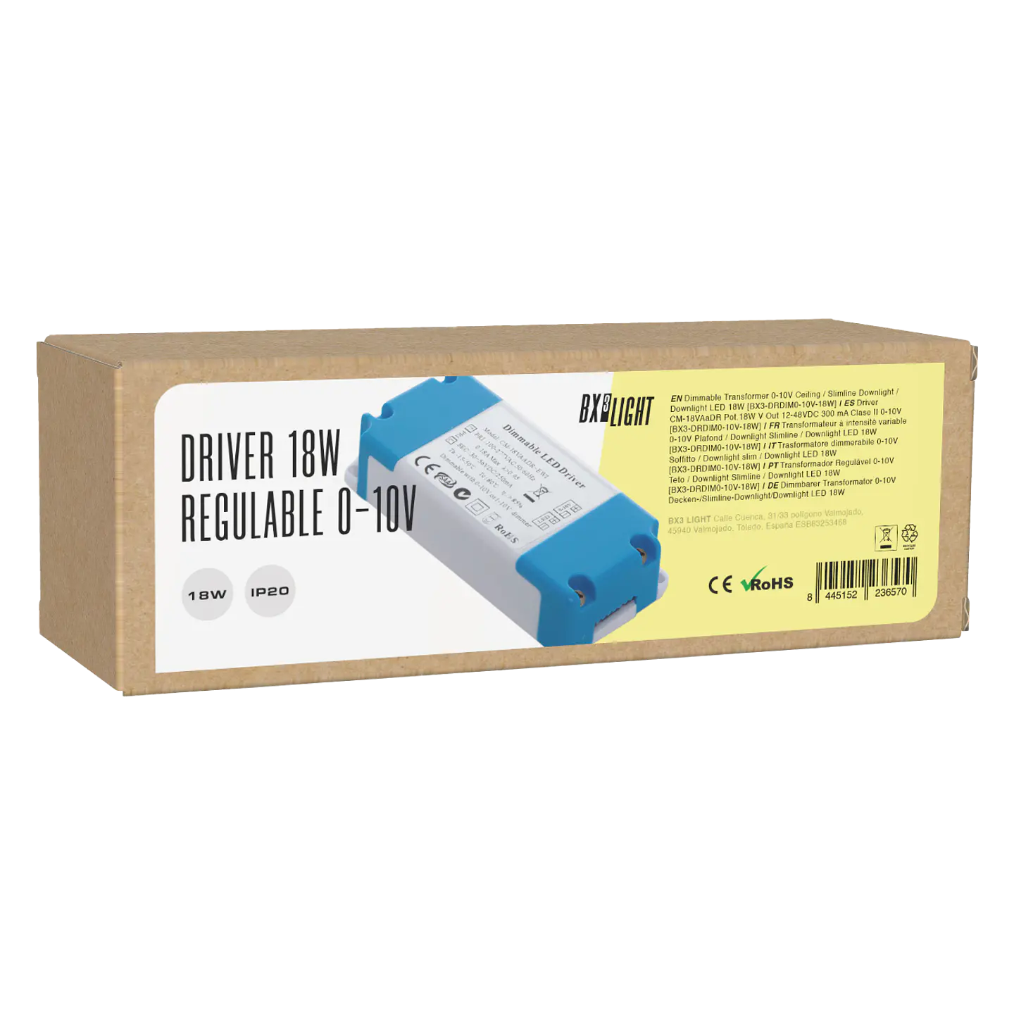 Driver CM-18VAaDR Pot.18W V Out 12-48VDC 300 mA Clase II 0-10V [BX3-DRDIM0-10V-18W] 2