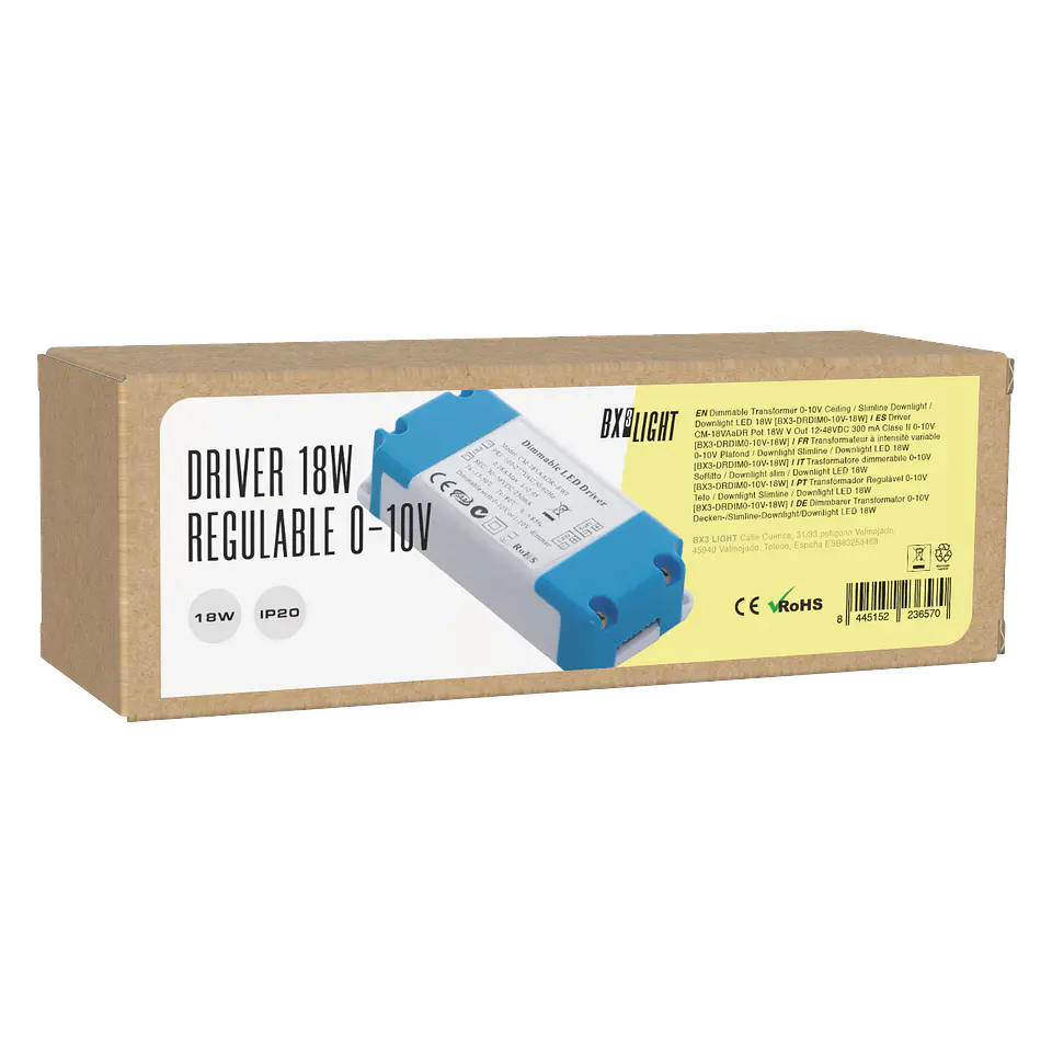 Driver CM-18VAaDR Pot.18W V Out 12-48VDC 300 mA Clase II 0-10V [BX3-DRDIM0-10V-18W] 2