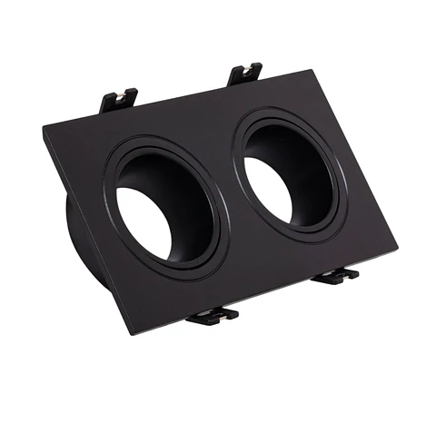 Downlight Anel Spotlight 2xGU10 Policarbonato Retangular Preto