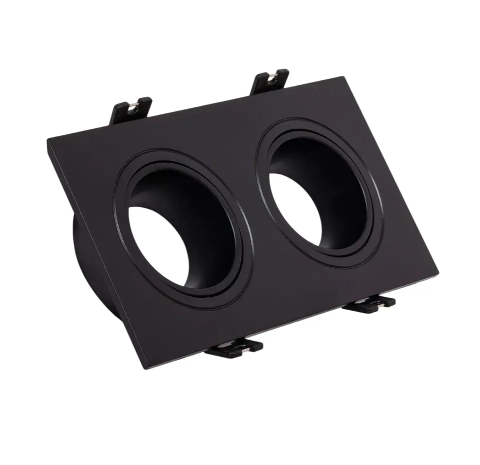 Downlight Anel Spotlight 2xGU10 Policarbonato Retangular Preto 1